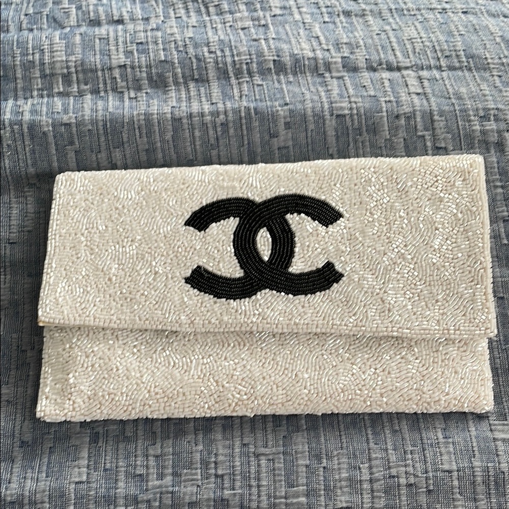 White Beaded Clutch